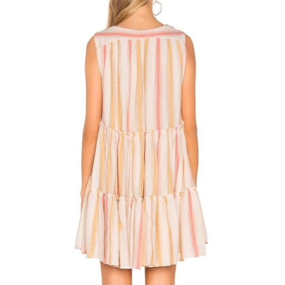 Free people] Orange combo Deep V neck Smoking oversized Button down dress - Picture 4 of 13